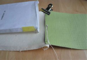 帆布パーツと革底の合体